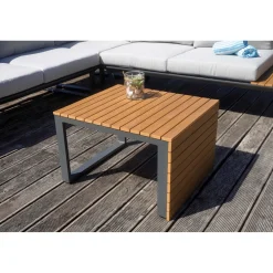 Salotto da giardino in alluminio antracite cuscini in poliestere grigio 6 posti