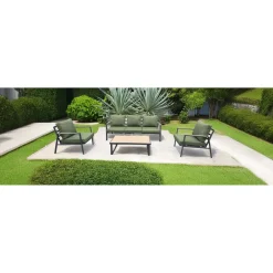 Salotto da giardino in alluminio antracite con cuscini 5 posti