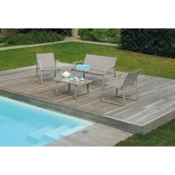 Salotto da giardino in ferro epoxy tortora 4 posti