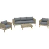 Salotto da giardino in rattan e legno grigio 5 posti
