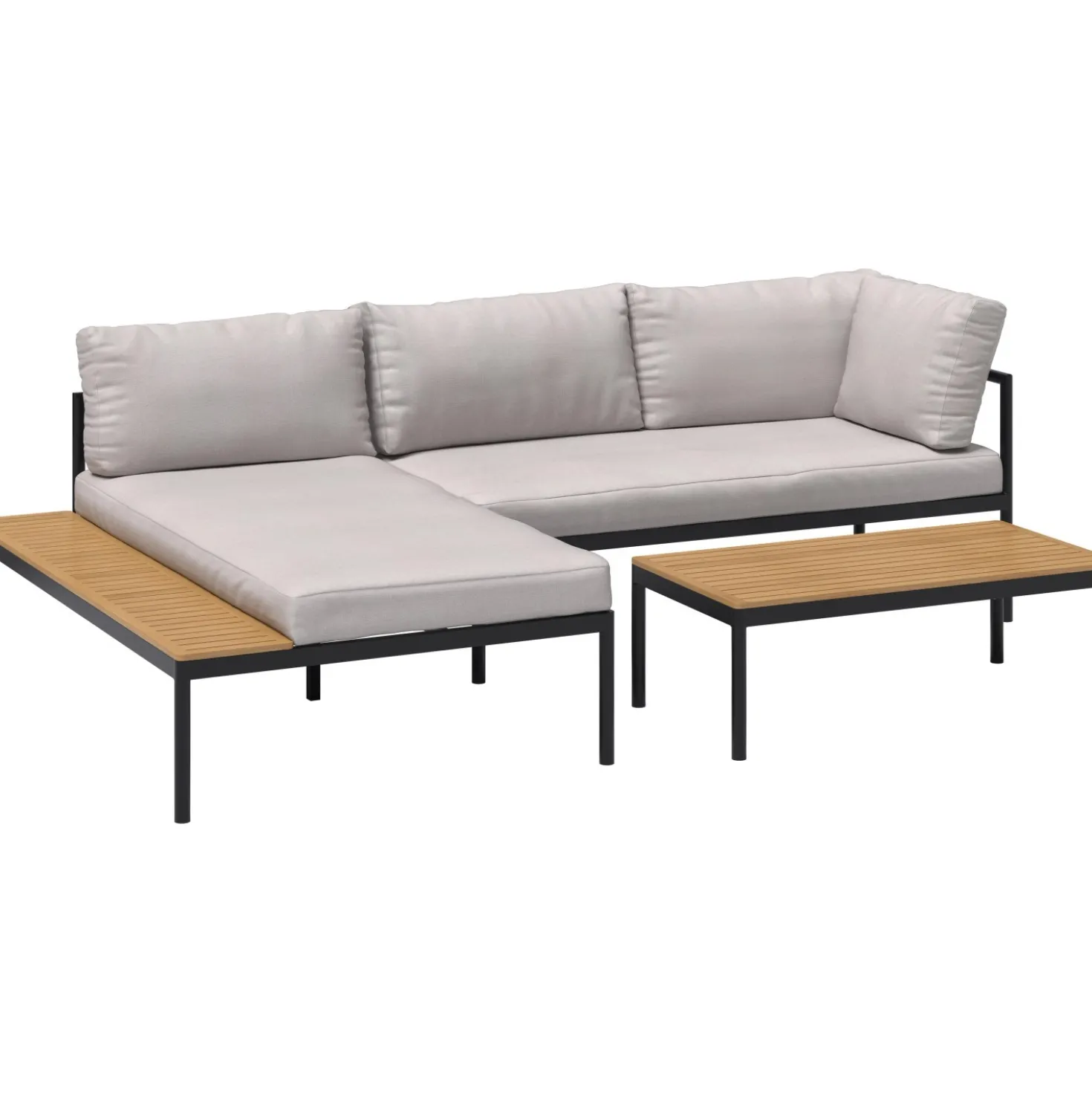 Salotto da giardino Lankin in alluminio con cuscini poliestere beige 3 posti