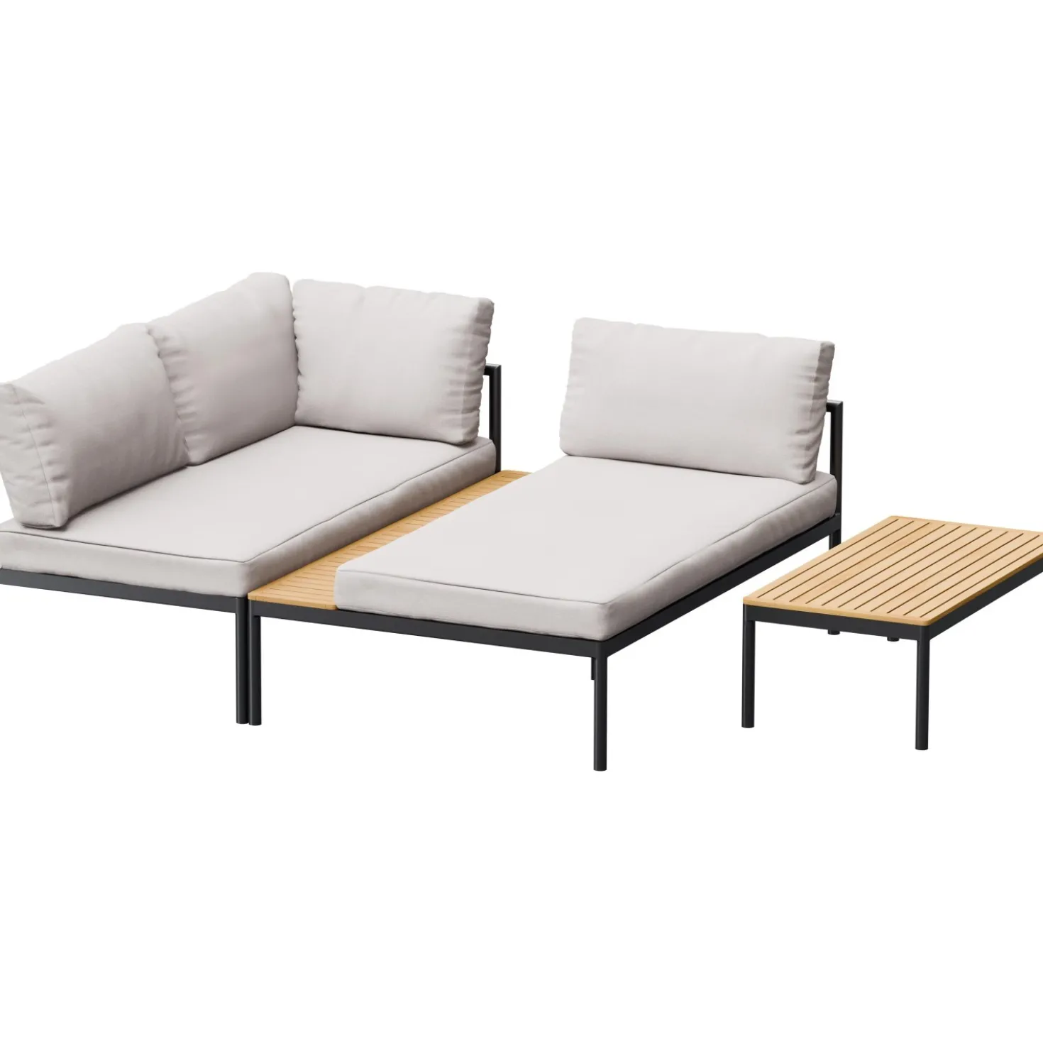 Salotto da giardino Lankin in alluminio con cuscini poliestere beige 3 posti
