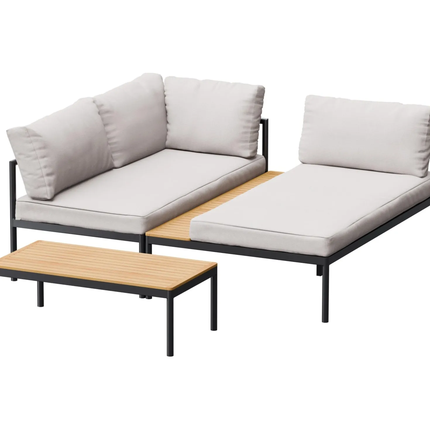 Salotto da giardino Lankin in alluminio con cuscini poliestere beige 3 posti