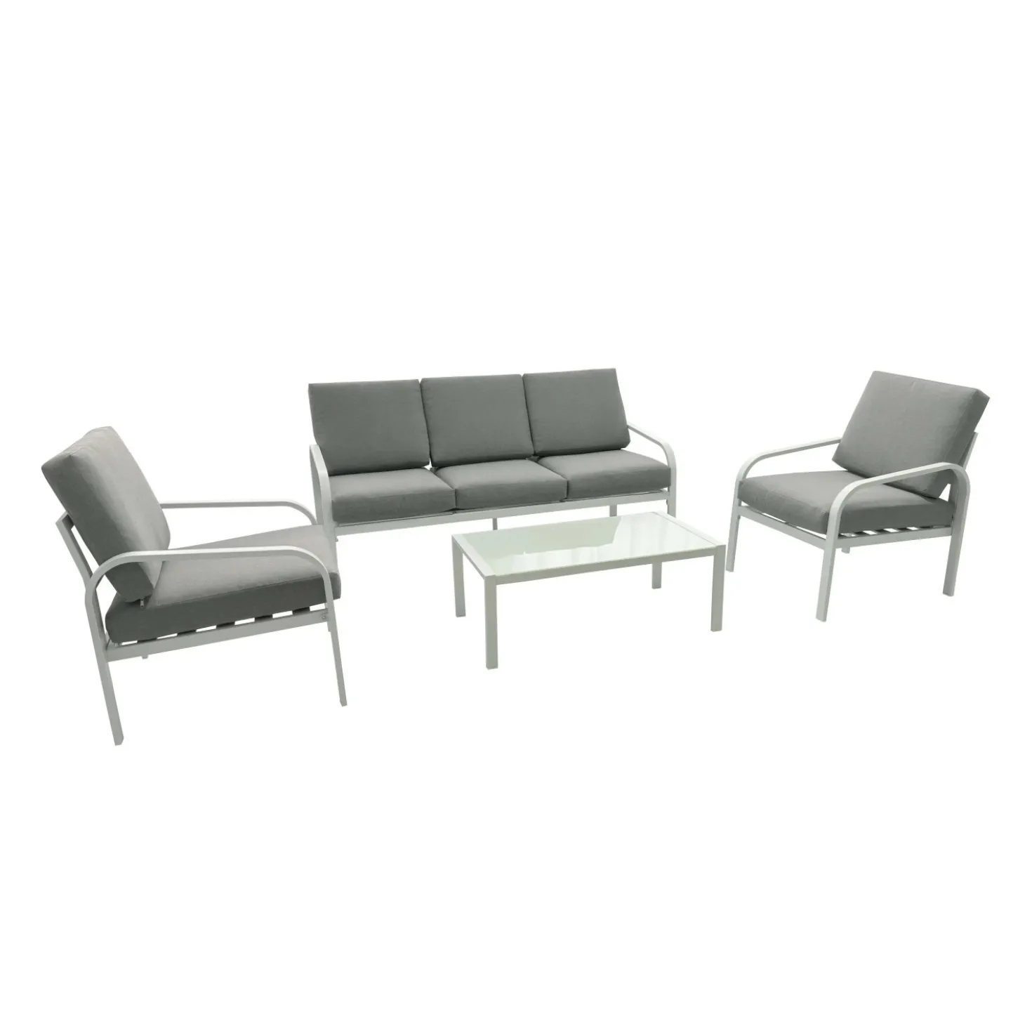 Salotto da giardino Lounge in alu bianco con cuscini 5 posti