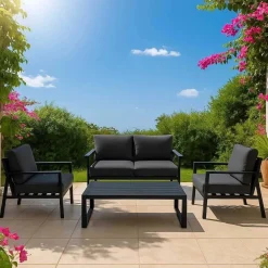 Salotto da giardino Manhattan in alluminio antracite 2 posti