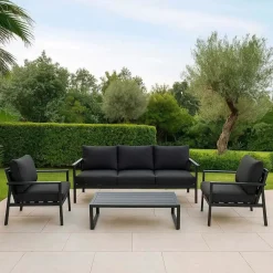Salotto da giardino Manhattan in alluminio antracite 3 posti