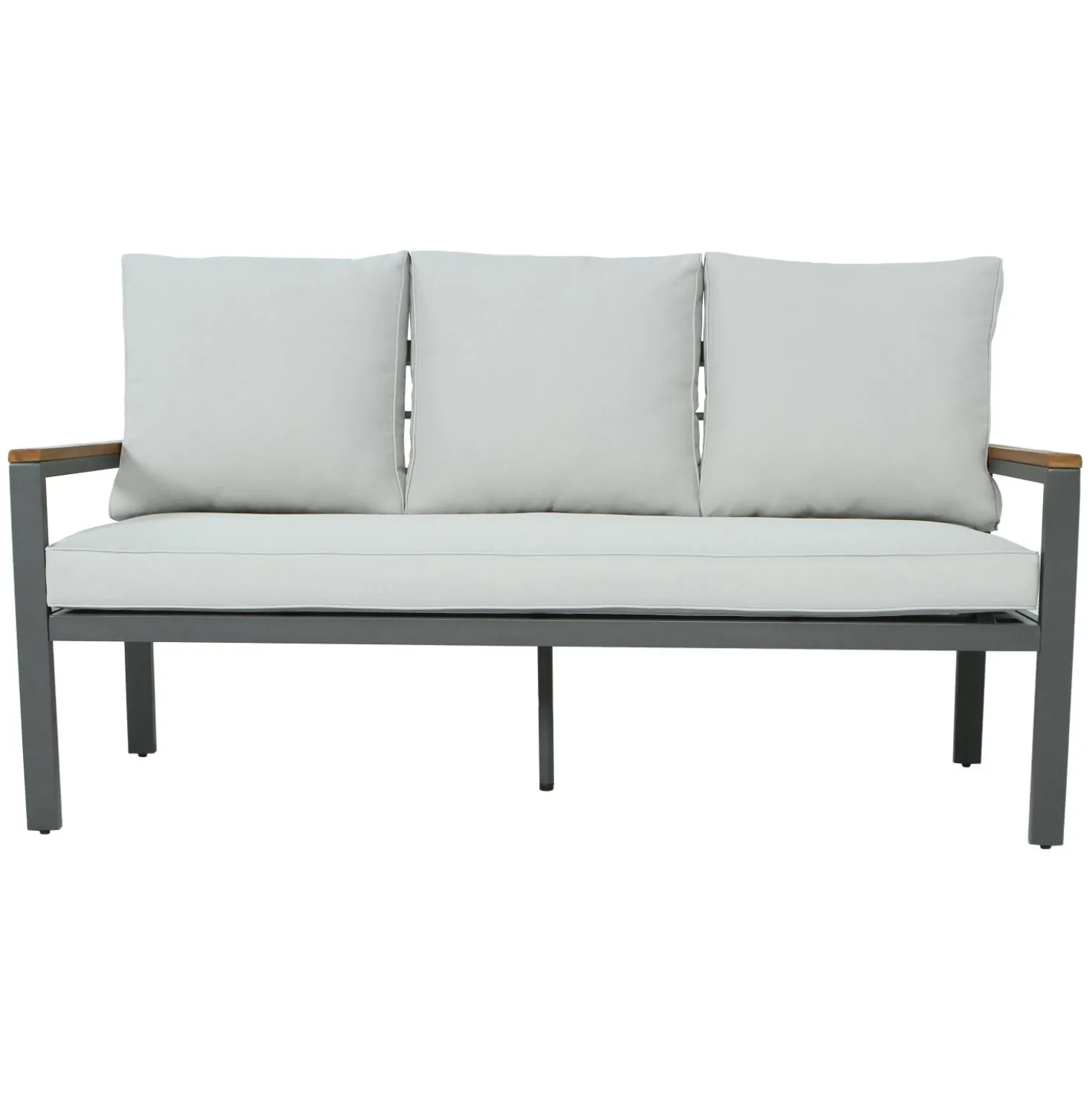 Salotto da giardino Maycroft in legno e alluminio antracite 5 posti
