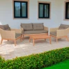 Salotto da giardino Nanaimo in vimini beige 4 posti
