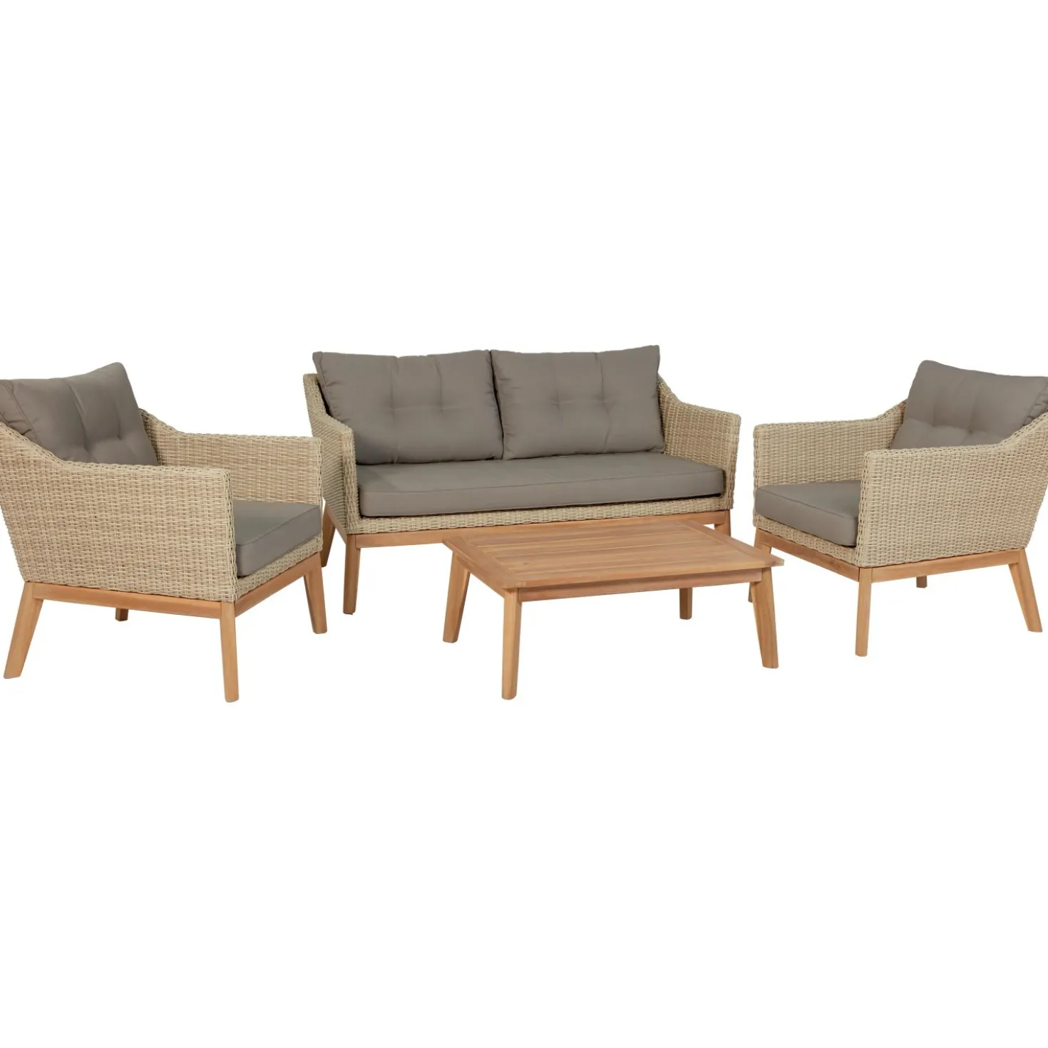 Salotto da giardino Nanaimo in vimini beige 4 posti