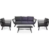Salotto da giardino New Riverside in alluminio antracite con bracciolo 5 posti