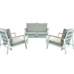 Salotto da giardino Ninfea in alluminio bianco/grigio 4 posti