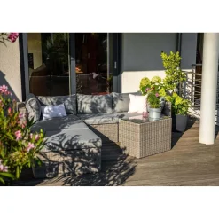 Salotto da giardino Olea in polyrattan sabbia 3 posti