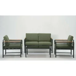 Salotto da giardino Papavero in alluminio antracite/verde 4 posti