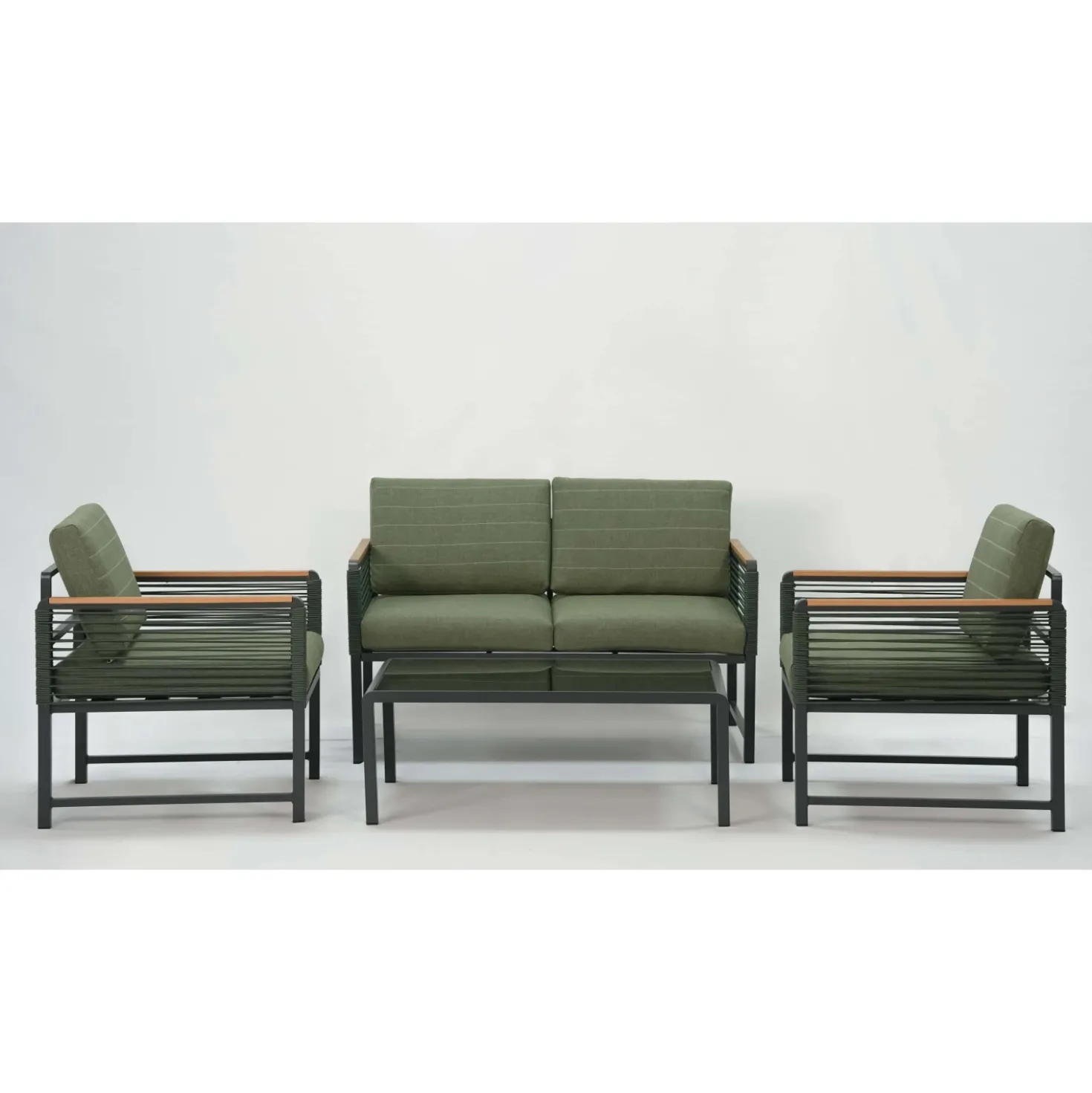 Salotto da giardino Papavero in alluminio antracite/verde 4 posti
