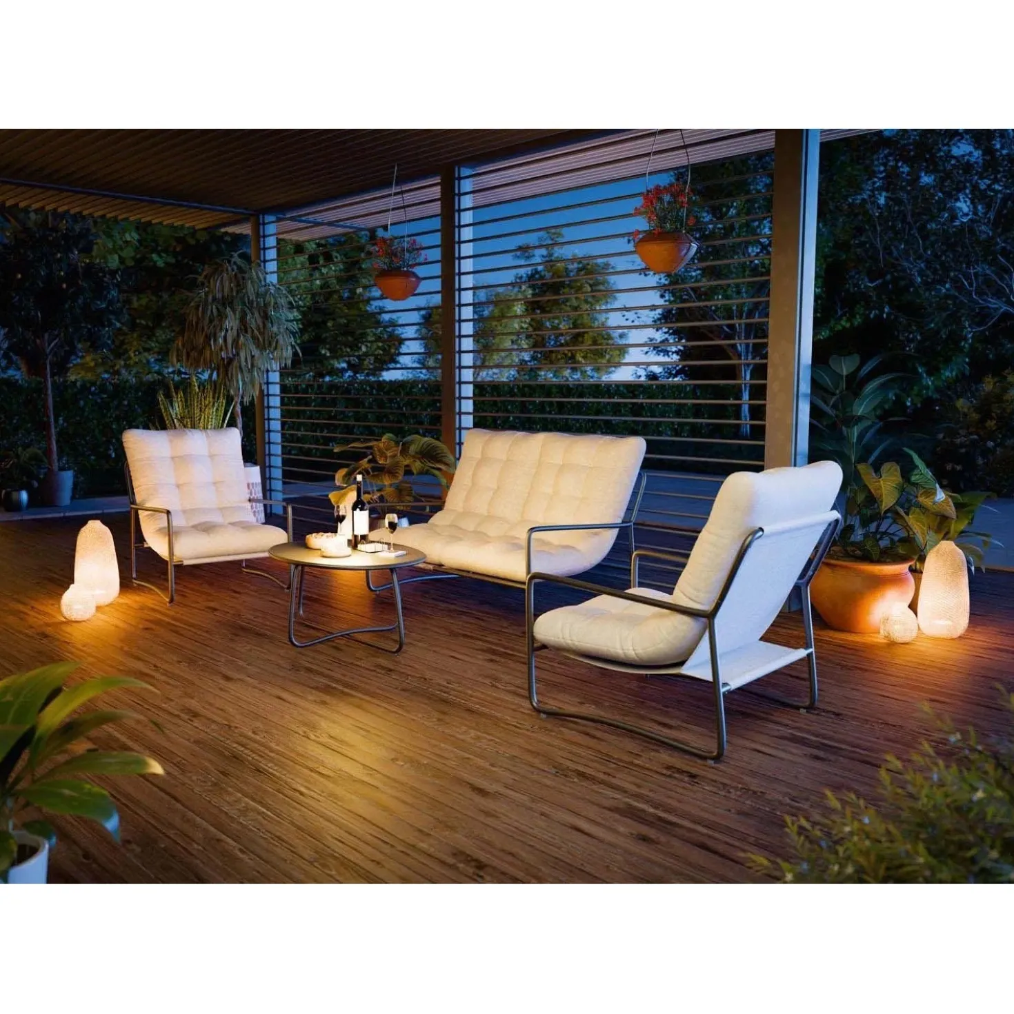 Salotto da giardino Patterson grigio chiaro 4 posti