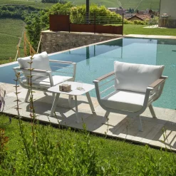 Salotto da giardino Riverside in alluminio bianco con bracciolo 2 posti