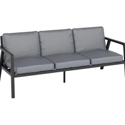 Salotto da giardino Tamworth in allum con cuscini poliestere grigio 4 posti