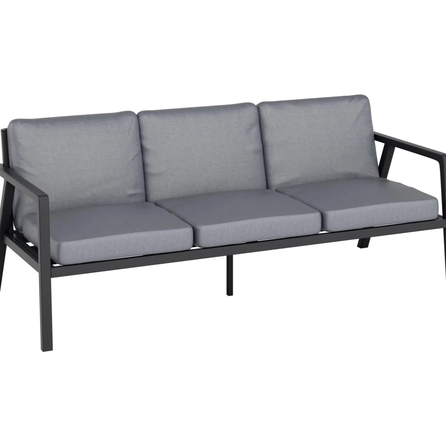 Salotto da giardino Tamworth in allum con cuscini poliestere grigio 4 posti