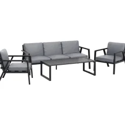 Salotto da giardino Tamworth in allum con cuscini poliestere grigio 4 posti