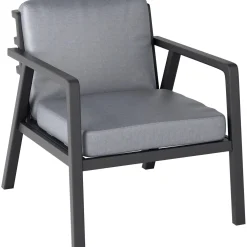Salotto da giardino Tamworth in allum con cuscini poliestere grigio 4 posti