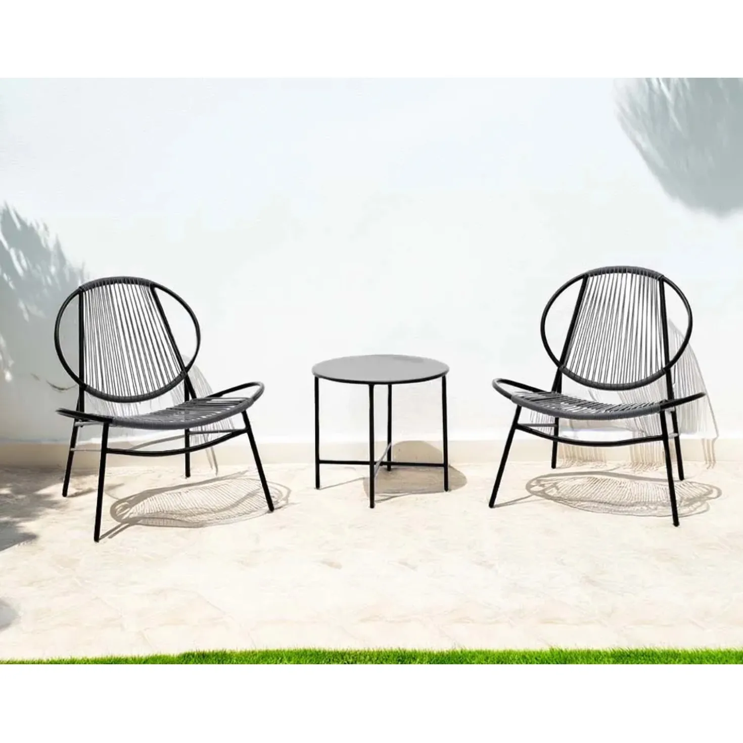 Salotto da giardino Tropea Balcony in ferro e polyrattan antracite 2 posti