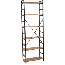 Scaffale in metallo e legno Achille 6 ripiani 60x28x184,5 cm