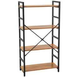 Scaffale in metallo e legno Achille 4 ripiani 60x28x117 cm