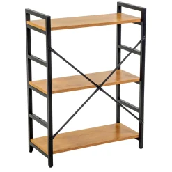 Scaffale in metallo e legno Achille 3 ripiani 60x28x83,5 cm