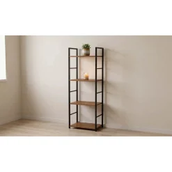 Scaffale in metallo e truciolare 4 ripiani 29x24x112 cm nero
