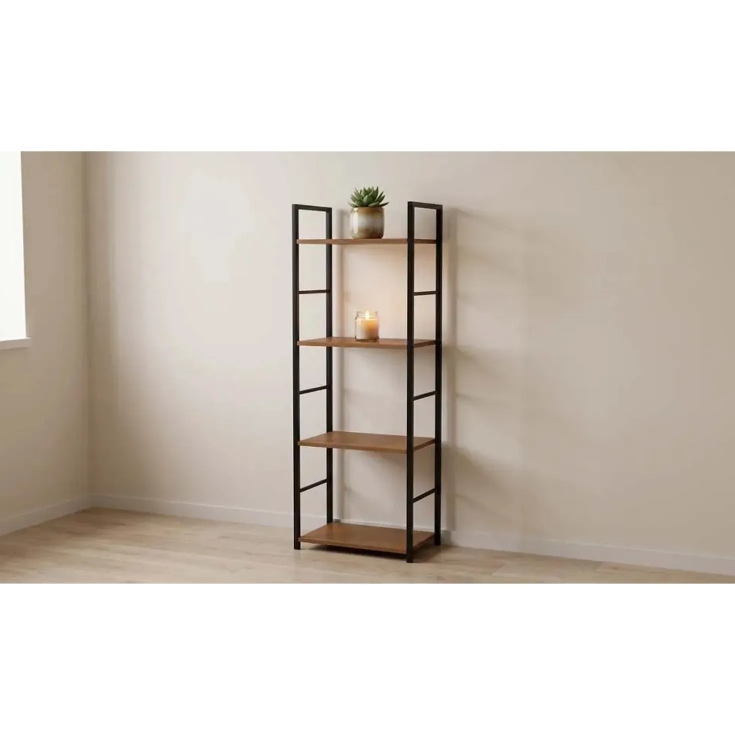 Scaffale in metallo e truciolare 4 ripiani 29x24x112 cm nero