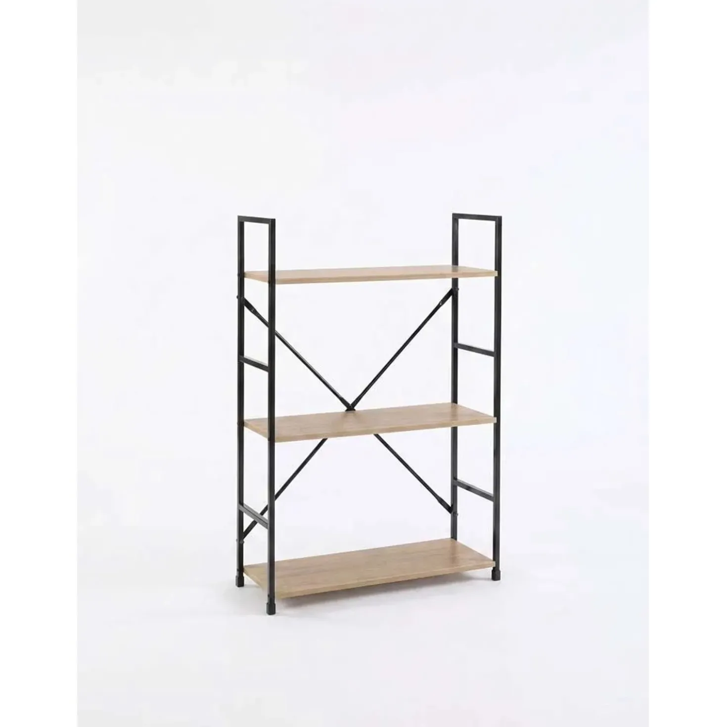 Scaffale in metallo e truciolare 3 ripiani 589x24x80 cm nero