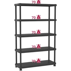 Scaffale in plastica 5 ripiani 120-240x45x187,5-99 cm 70 kg/ripiano