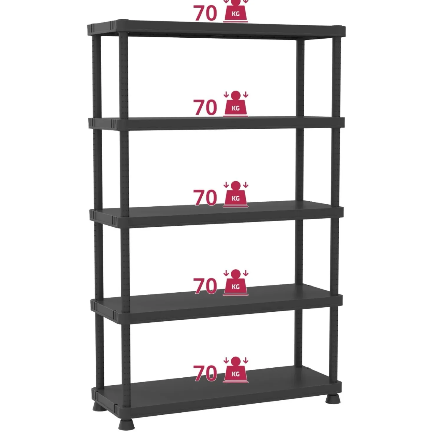 Scaffale in plastica 5 ripiani 120-240x45x187,5-99 cm 70 kg/ripiano