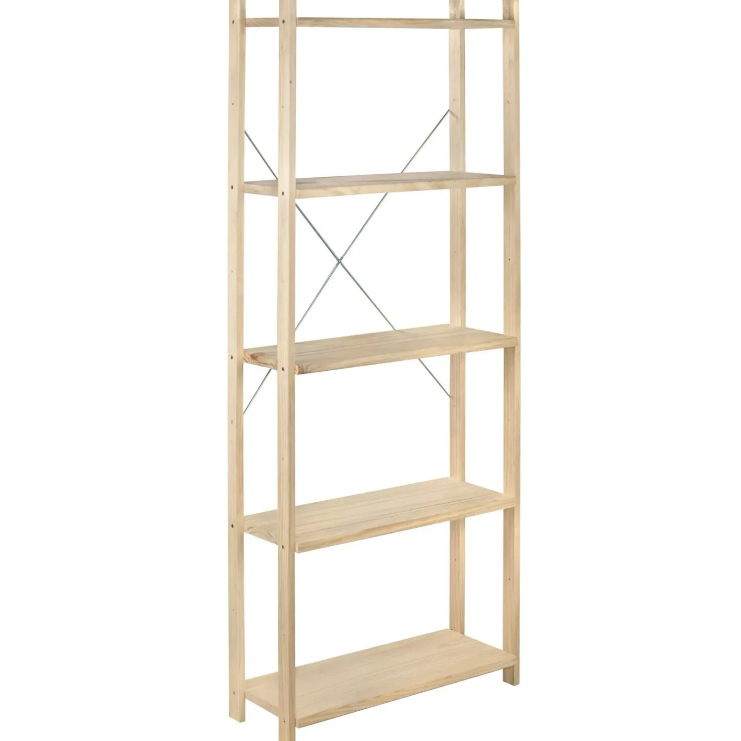 Scaffale serie Natura 5 ripiani in pino massiccio 25 cm