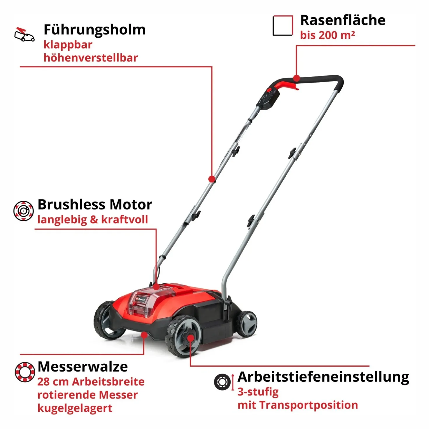 Scarificatore a batteria Einhell GC-SC 18/28 Li - Solo corpo macchina
