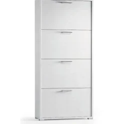 Scarpiera 4 ante doppia profondità max 24 paia 147x67x28 cm bianco