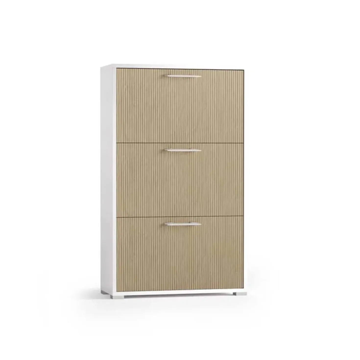 Scarpiera 3 ante doppia profondità in plastica 67x28x112 cm bianco