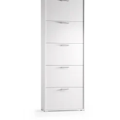 Scarpiera 5 ante doppia profondità max 28 paia 183x28x67 cm bianco