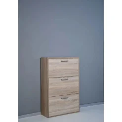 Scarpiera 3 ribalte doppia profondita 100x65x25 cm rovere sonoma
