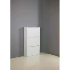 Scarpiera 3 ribalte doppia profondità 120x65x25 cm bianco