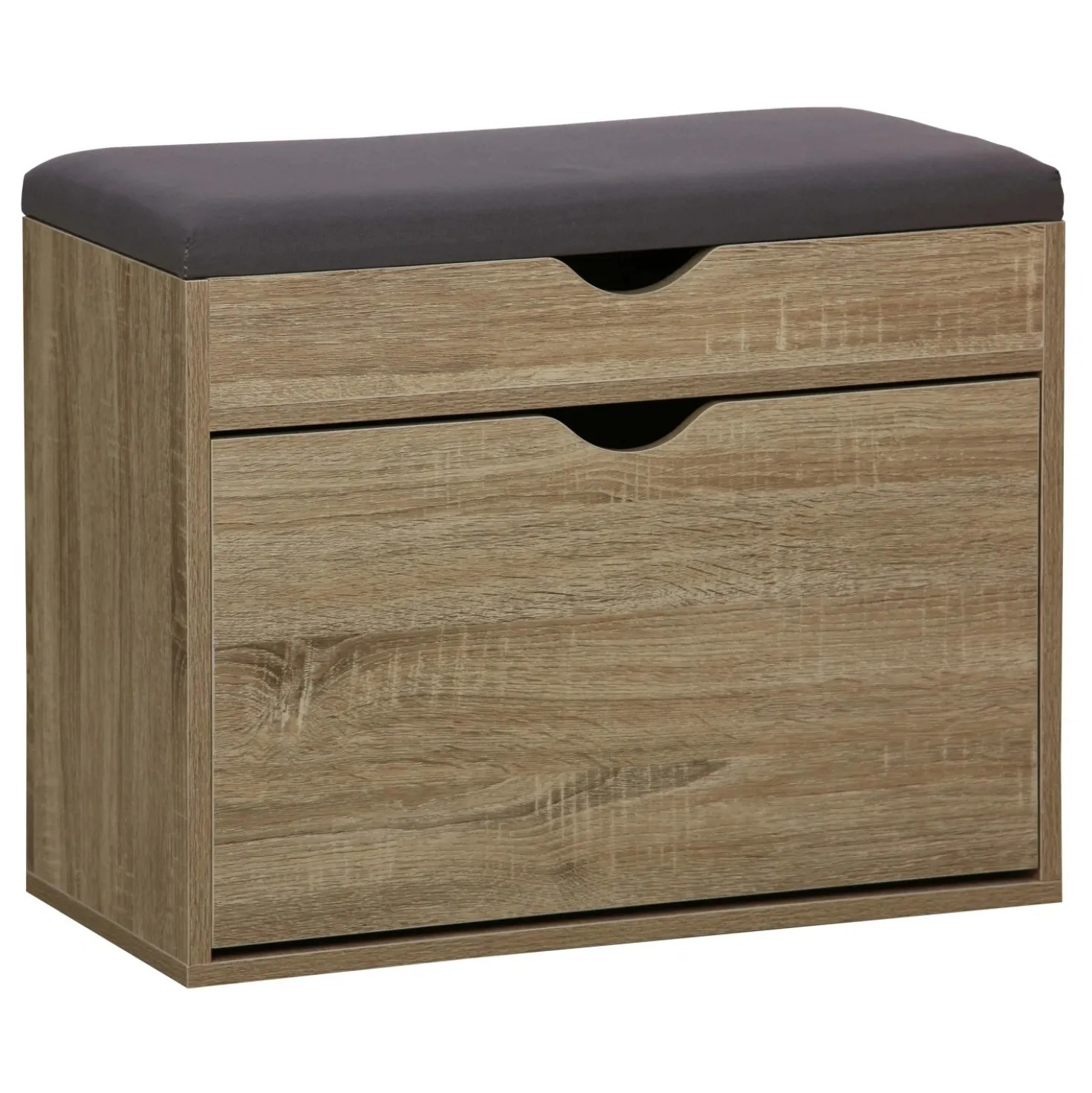 Scarpiera panca con scomparto superiore e cuscino 60x30 cm H 50 cm marrone