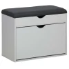 Scarpiera panca con scomparto superiore e cuscino 60x30 cm H 50 cm bianco