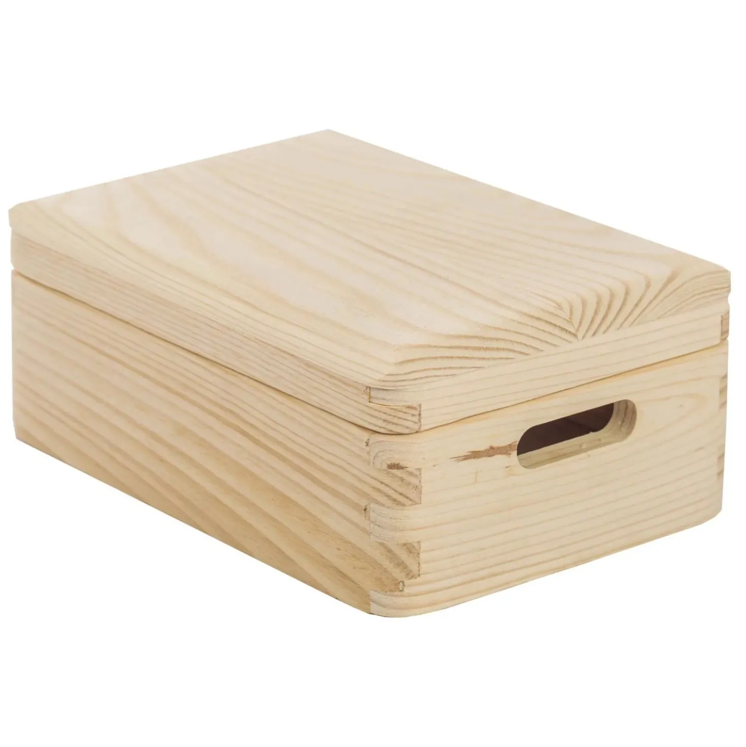 Scatola in legno di pino massiccio con coperchio 20x15x09 cm beige