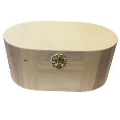 Scatola in legno ovale con gancio grande 23x15x10 cm