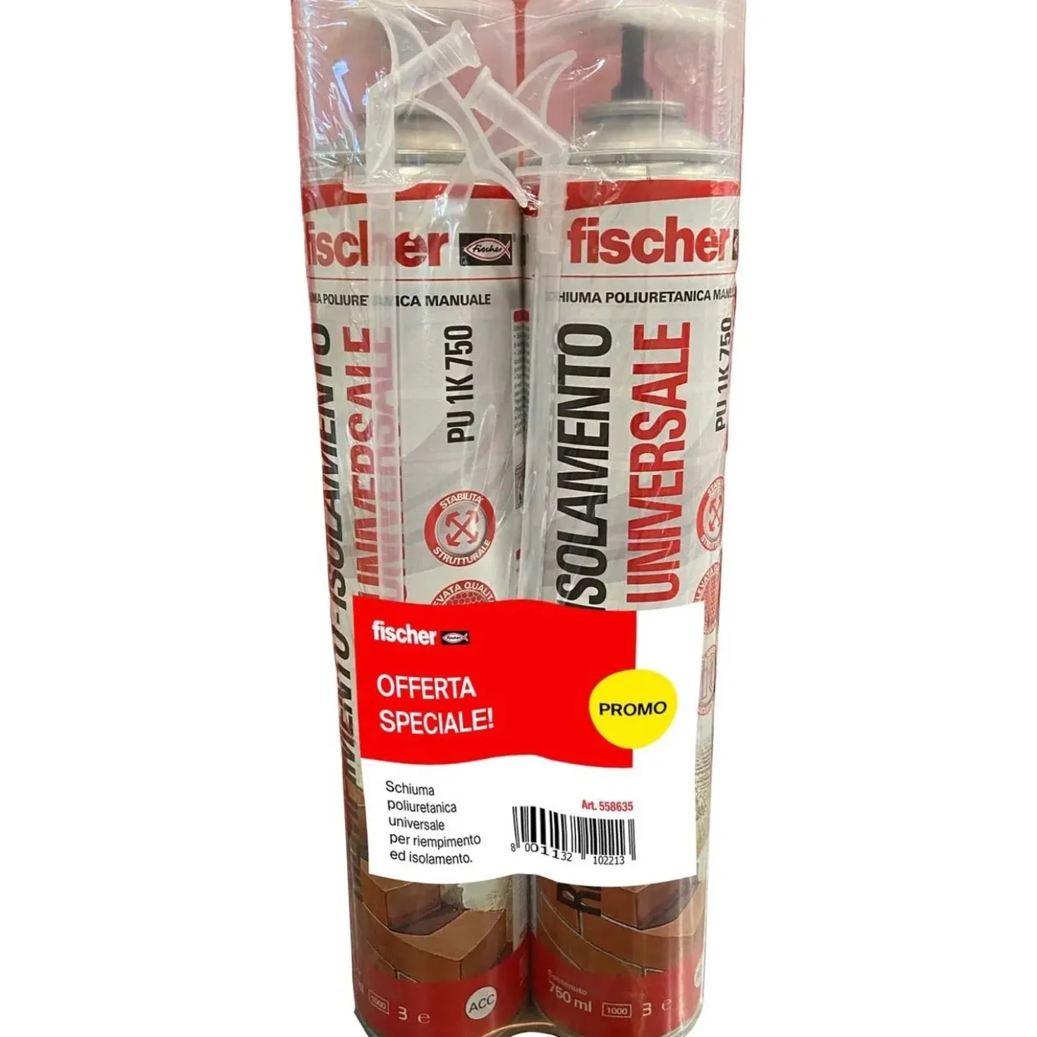Schiuma poliuretanica spray universale Fischer Bi-pack 2x750 ml