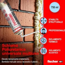 Schiuma poliuretanica spray universale Fischer Bi-pack 2x750 ml