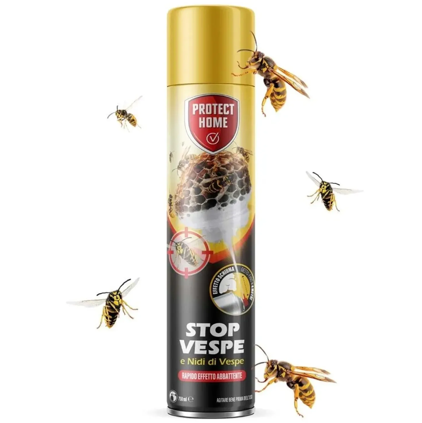 Schiuma spray Vespicida schiumogeno per vespe e calabroni 750 ml