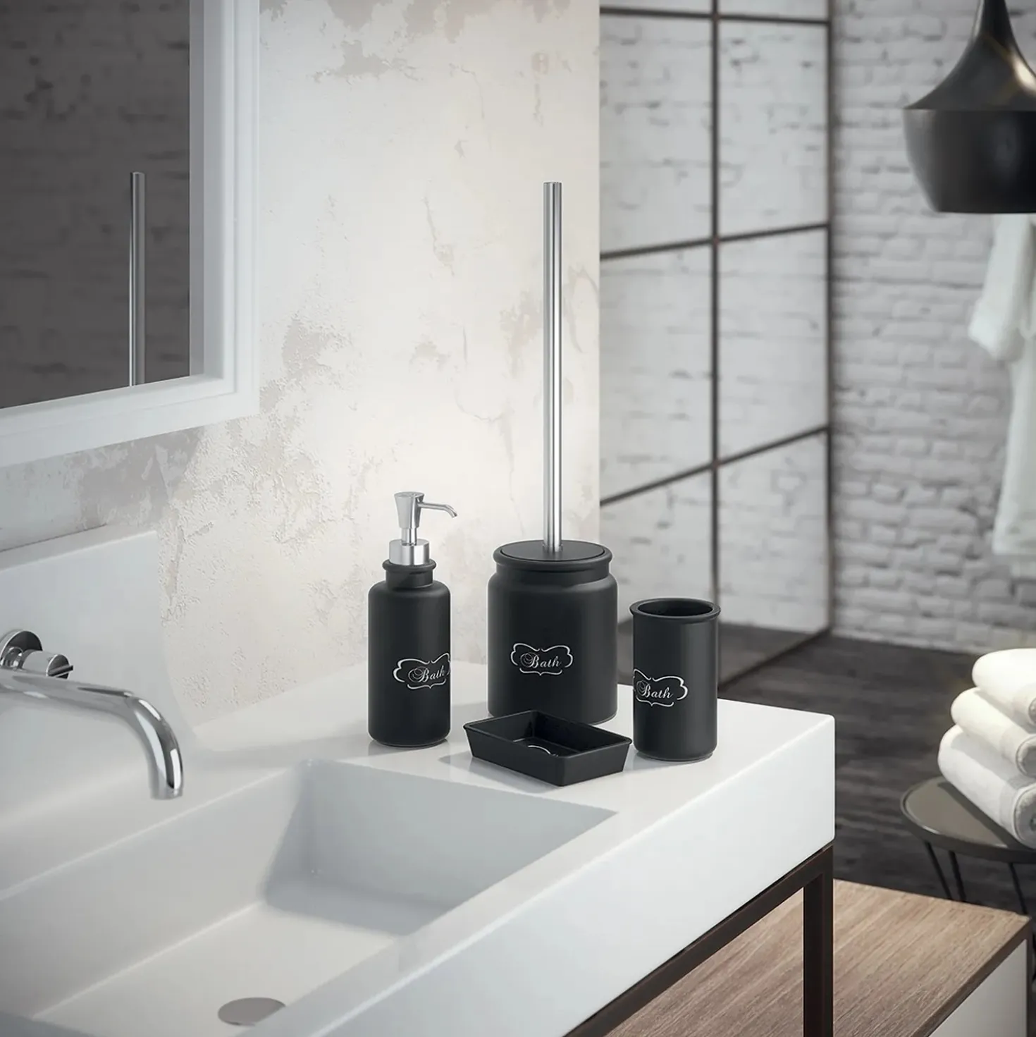 Scopino bagno Chantal H 46,5 cm nero opaco