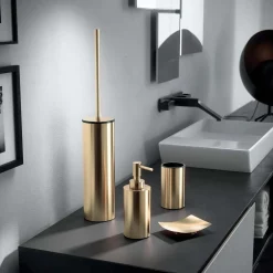 Scopino bagno Elettra in acciaio inox oro