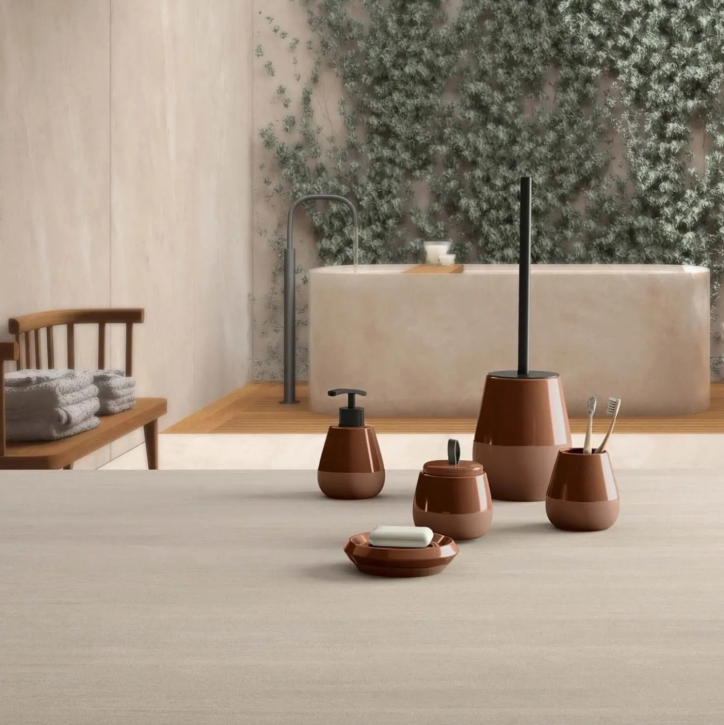 Scopino bagno Wilma in ceramica terracotta